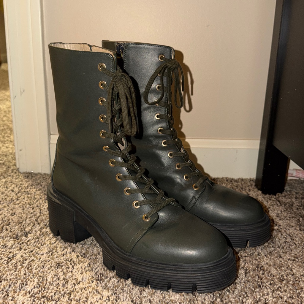 Stuart Weitzman Women's Green Lace-Up Boots